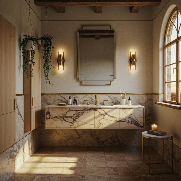 Calacatta Monet Marble Floating Vanity (Integrated Stone Drawers & Seamless Sink) M7S23