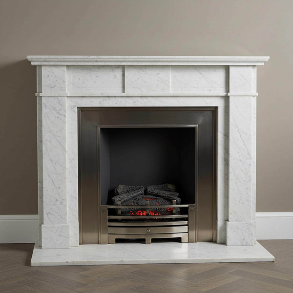 Handcrafted Carrara Marble Fireplace Mantel (Classic Custom White Stone Surround) M7S44