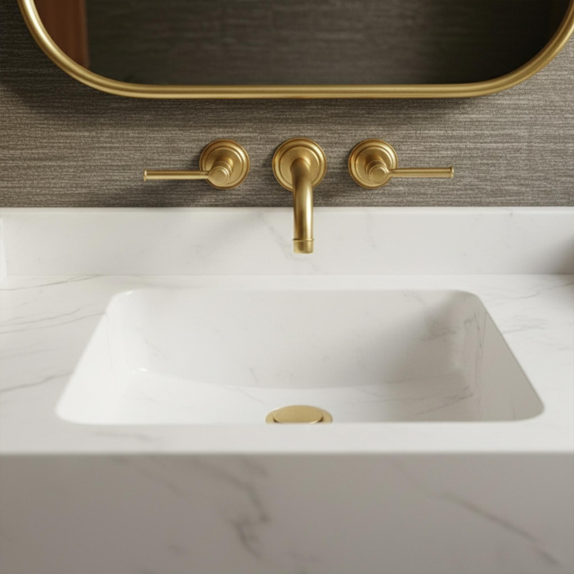 Carrara Marble Fluted Sink Brass Console