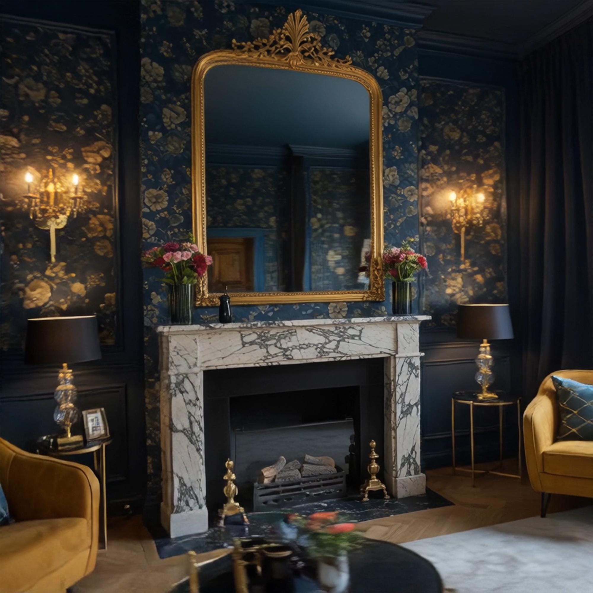 Elegant Calacatta Viola marble surround featuring a traditional mantelpiece design for luxury interiors